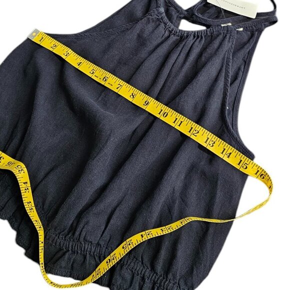 Anthropologie Pilcro Cropped Linen Blend Halter Top in Black, Size Small, NWT - Picture 4 of 10